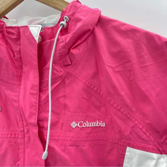 Columbia Omni Tech Fully Sealed Pink White Zip Up Lightweight Jacket Size 1X - Picture 6 of 11